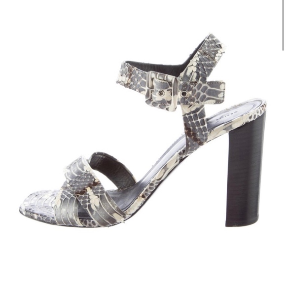 Celine Snakeskin Sandals with Block Heels - Picture 1 of 5